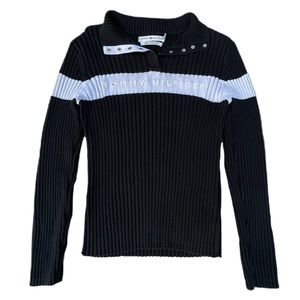 Vintage 90s Tommy Hilfiger Black White Long Sleeve Sweatshirt Sweater